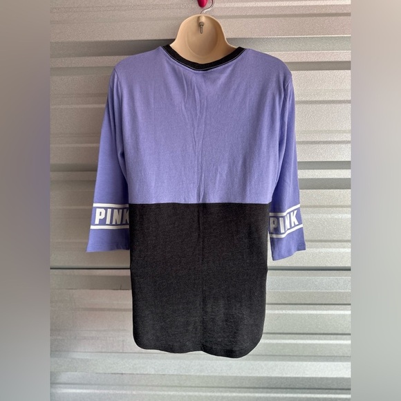Victoria’s Secret PINK! Purple and Gray Quarter Sleeve Tee Shirt Size XS NWT - Picture 9 of 11